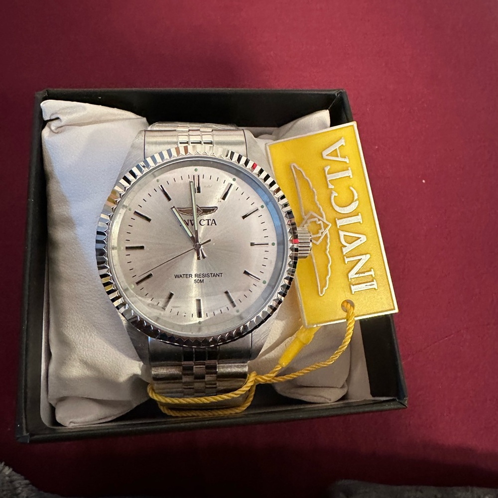 Invicta Silver Men's Watch with Textured Bezel
